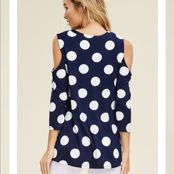 💙Host Pic Navy Polka Dot tee - Picture 4 of 4